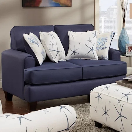 Contemporary Loveseat with Small Track Arms